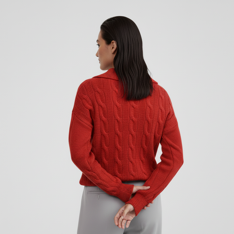 Cable Knit Johnny Collar Sweater
