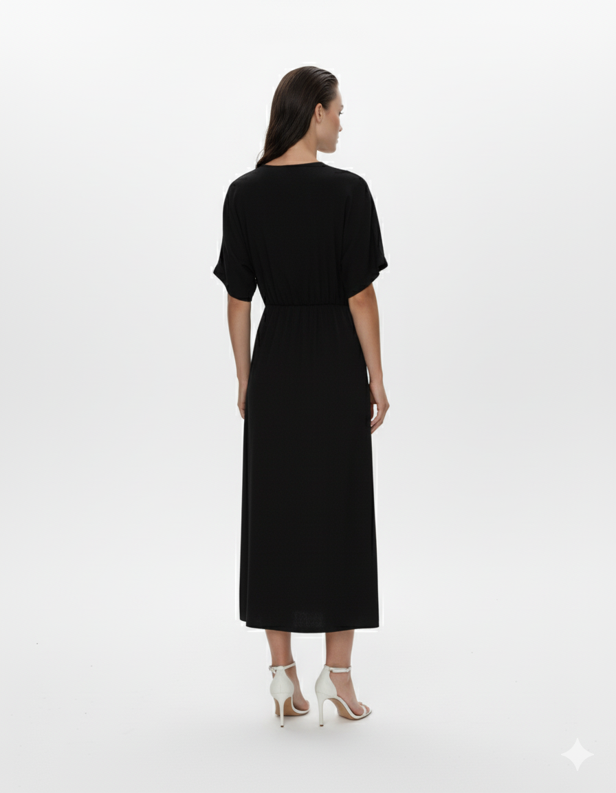 Slit Surplice Half Sleeve Midi Dress
