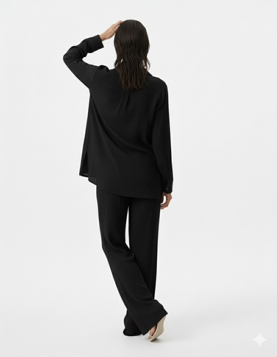 Button Up Long Sleeve Shirt and Pants Set