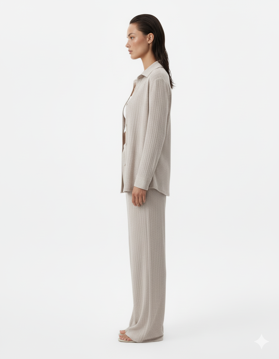 Button Up Long Sleeve Shirt and Pants Set