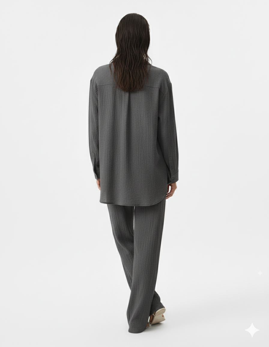 Button Up Long Sleeve Shirt and Pants Set