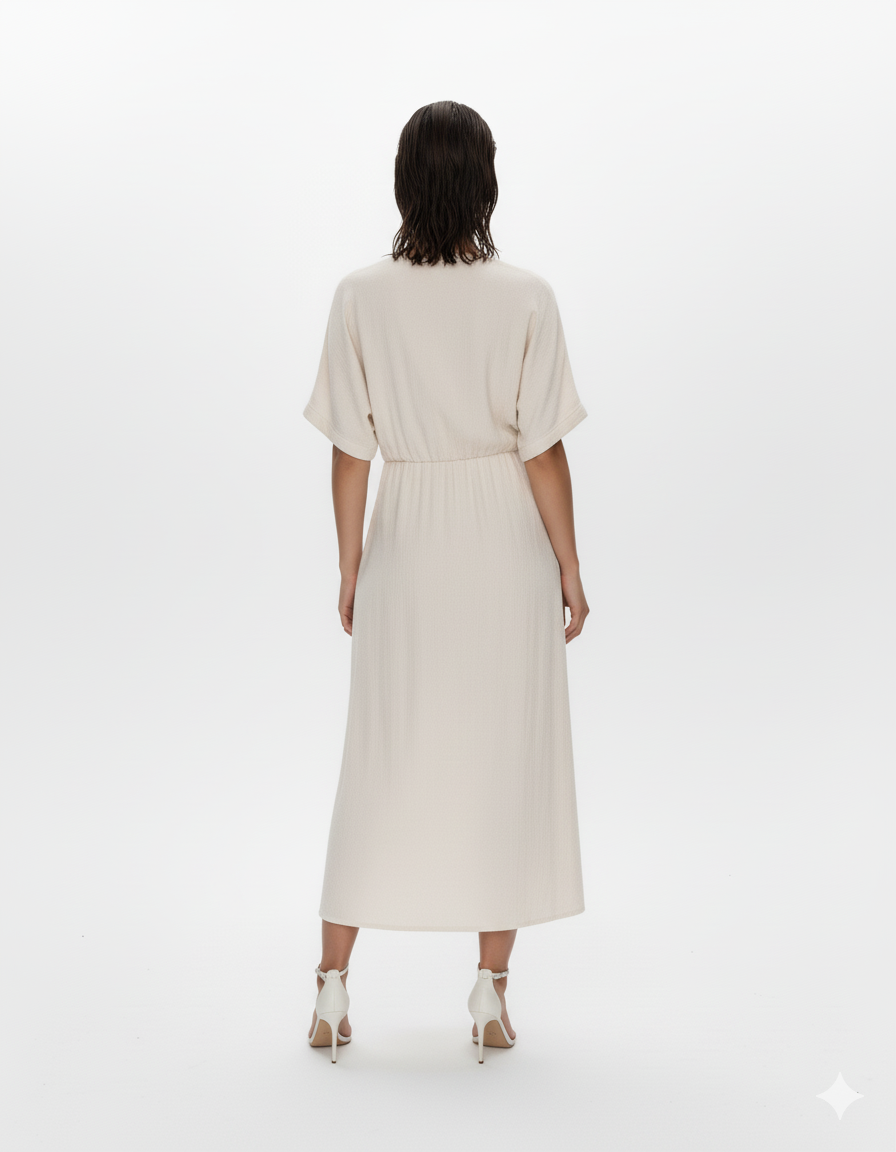 Slit Surplice Half Sleeve Midi Dress