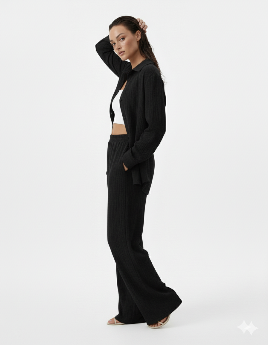 Button Up Long Sleeve Shirt and Pants Set