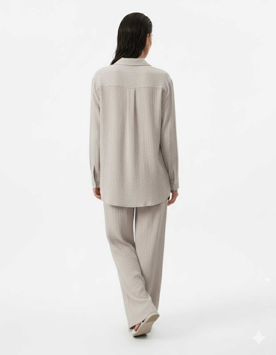 Button Up Long Sleeve Shirt and Pants Set