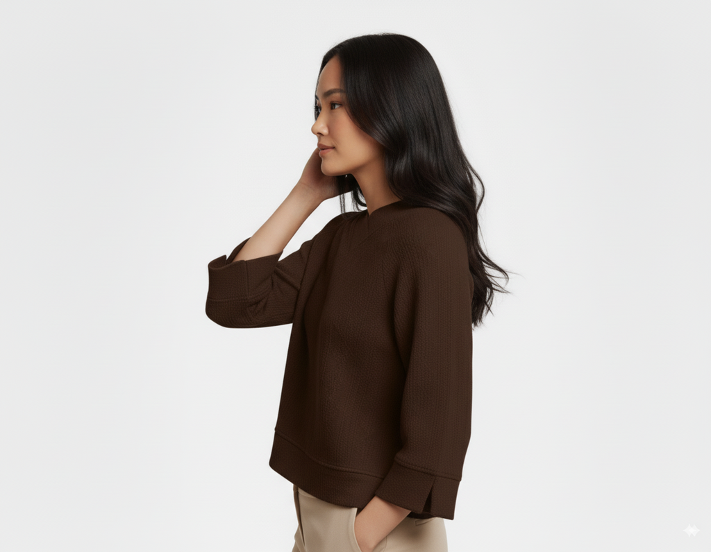Umgee Textured Knit V-Neck Top
