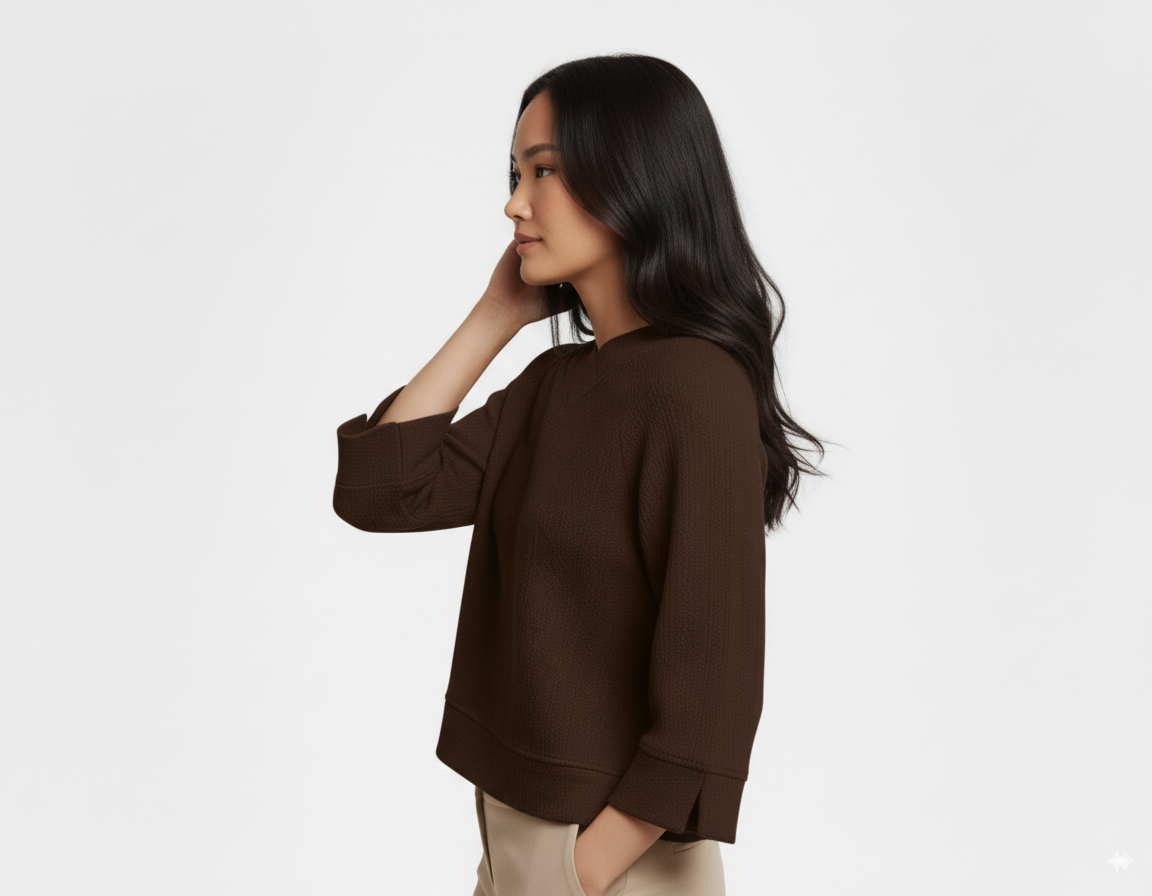 Umgee Textured Knit V-Neck Top