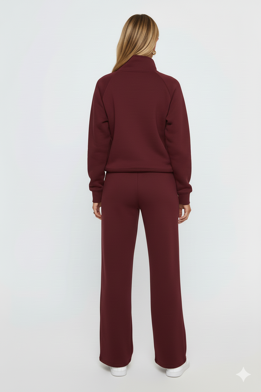 Half Zip Long Sleeve Top and Pants Set