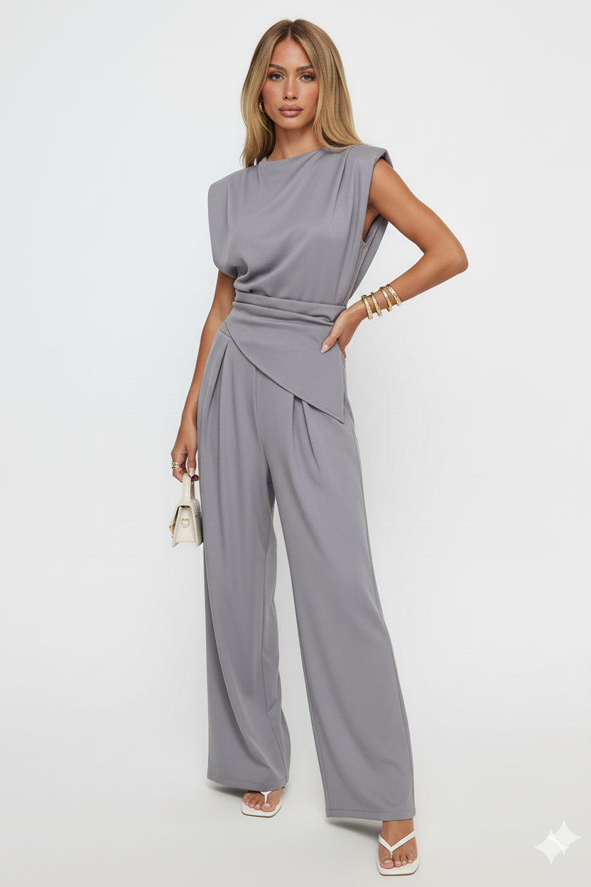 Round Neck Top and Pants Set
