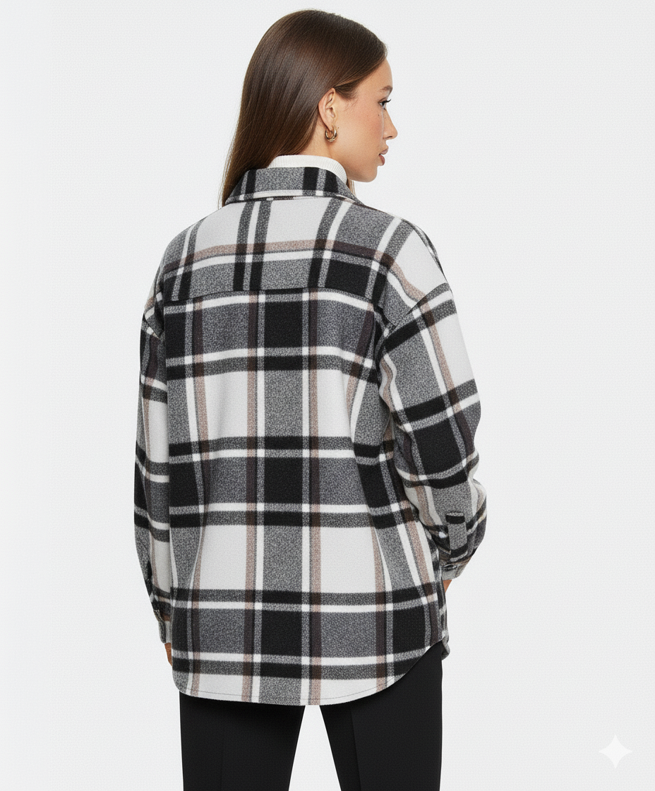 Plaid Button Up Drop Shoulder Jacket