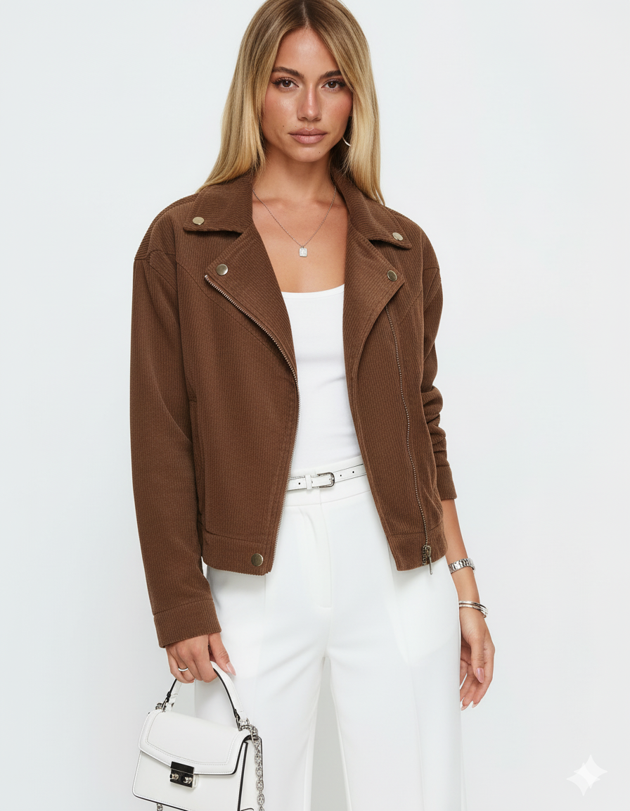 Corduroy Cropped Bomber Jacket