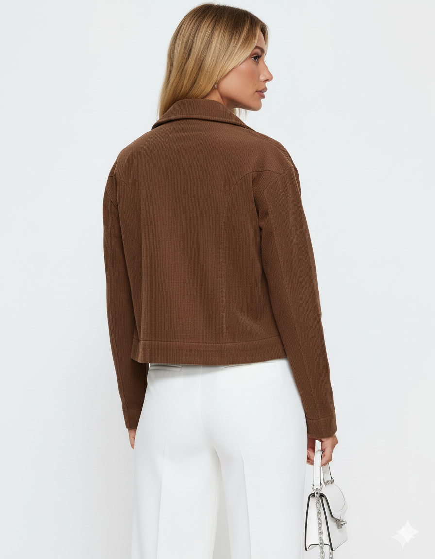 Corduroy Cropped Bomber Jacket
