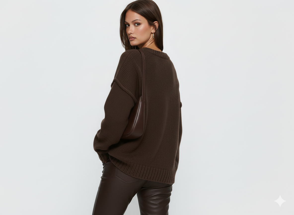 Round Neck Dropped Shoulder Sweater