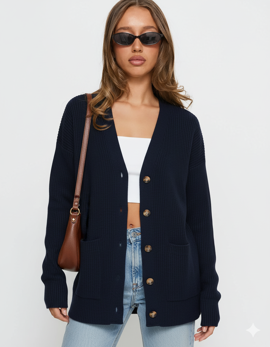 Pocketed Button Up Long Sleeve Cardigan