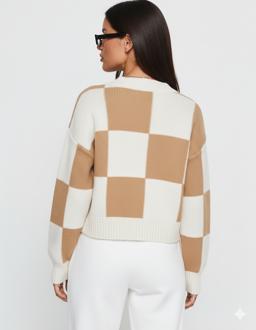 Color Block Knit Button-Up Cardigan