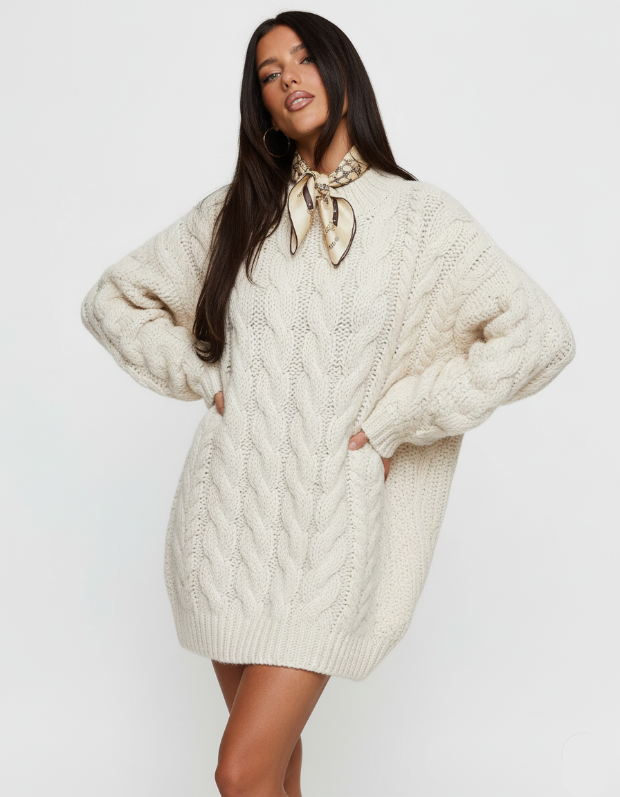 Cable Knit Round Neck Sweater