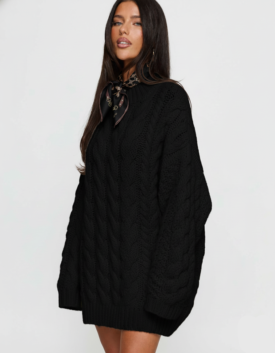 Cable Knit Round Neck Sweater