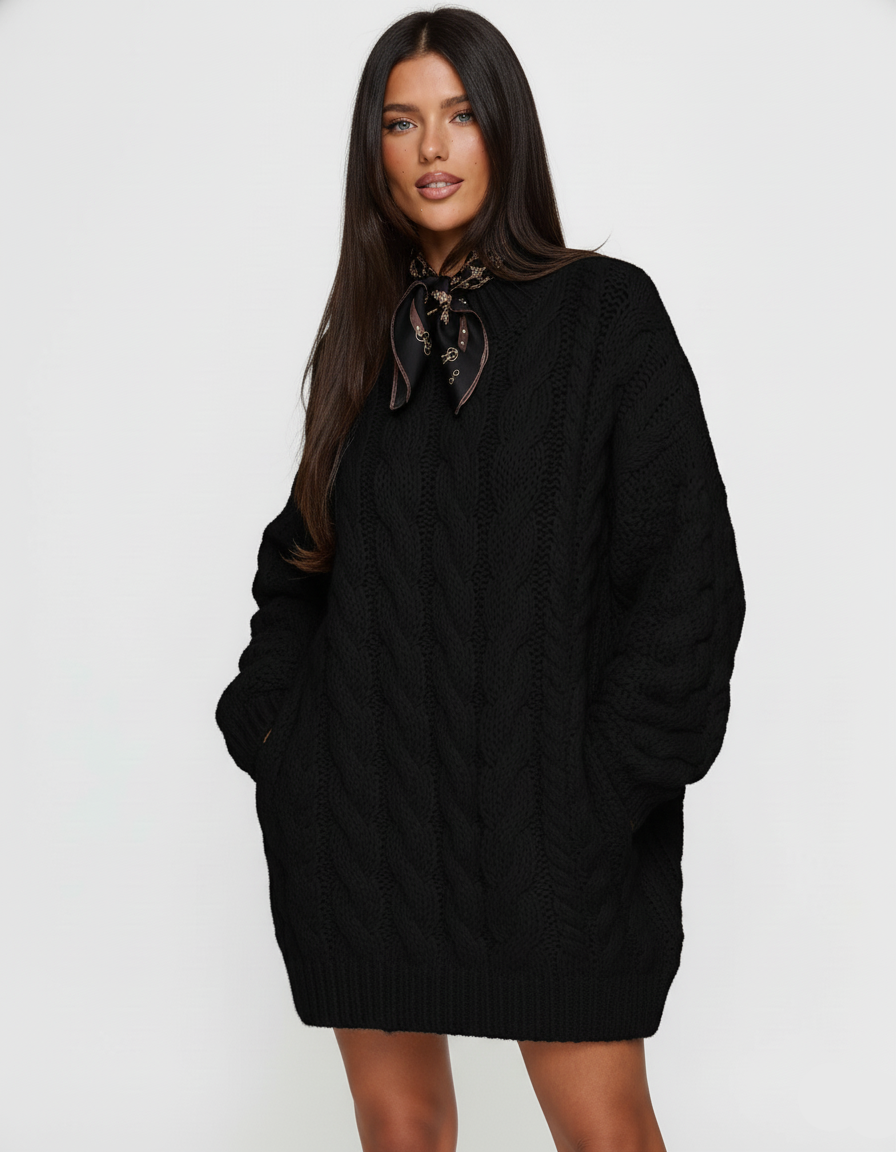 Cable Knit Round Neck Sweater