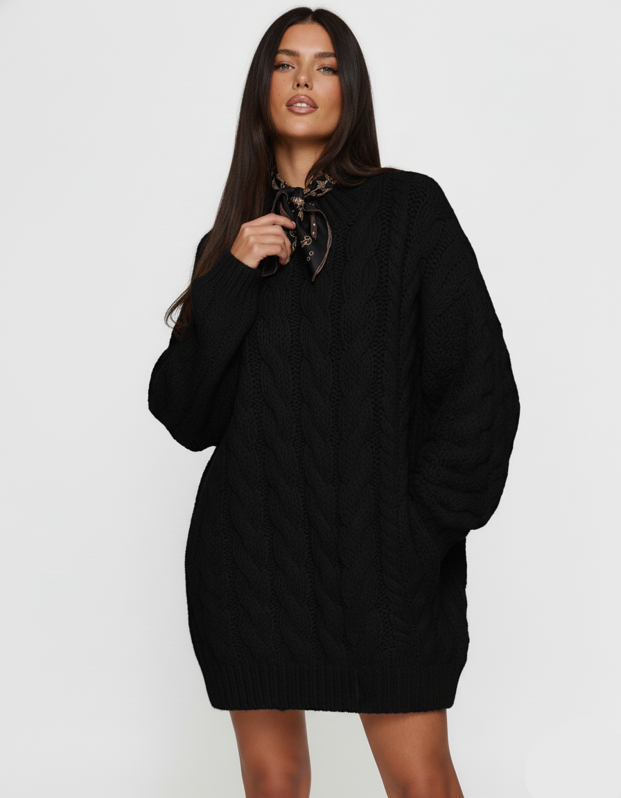 Cable Knit Round Neck Sweater