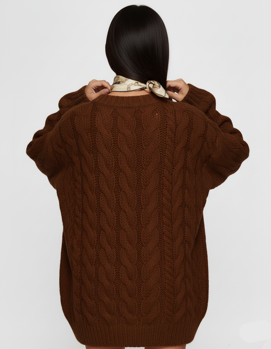 Cable Knit Round Neck Sweater