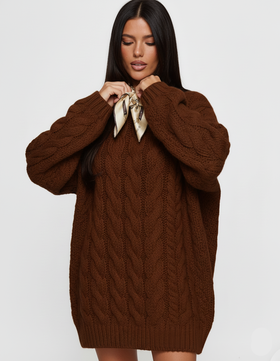 Cable Knit Round Neck Sweater