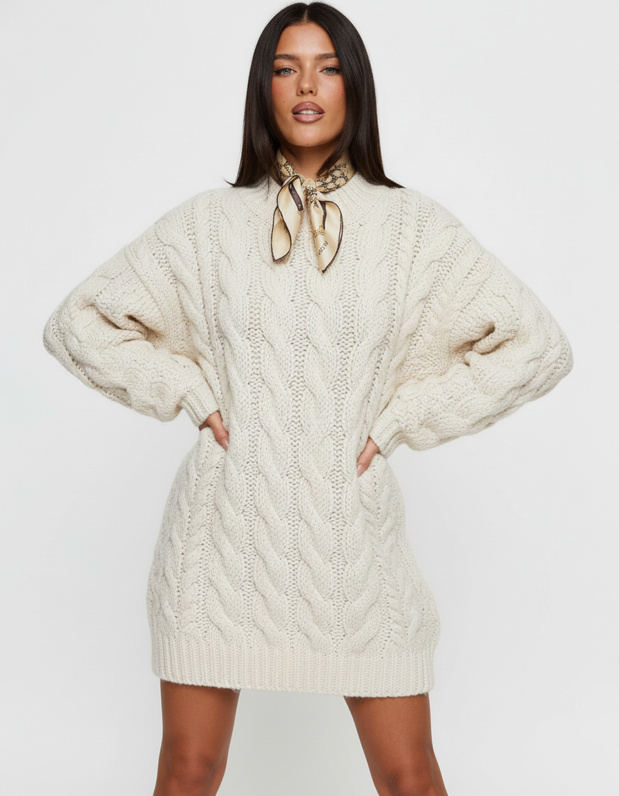Cable Knit Round Neck Sweater