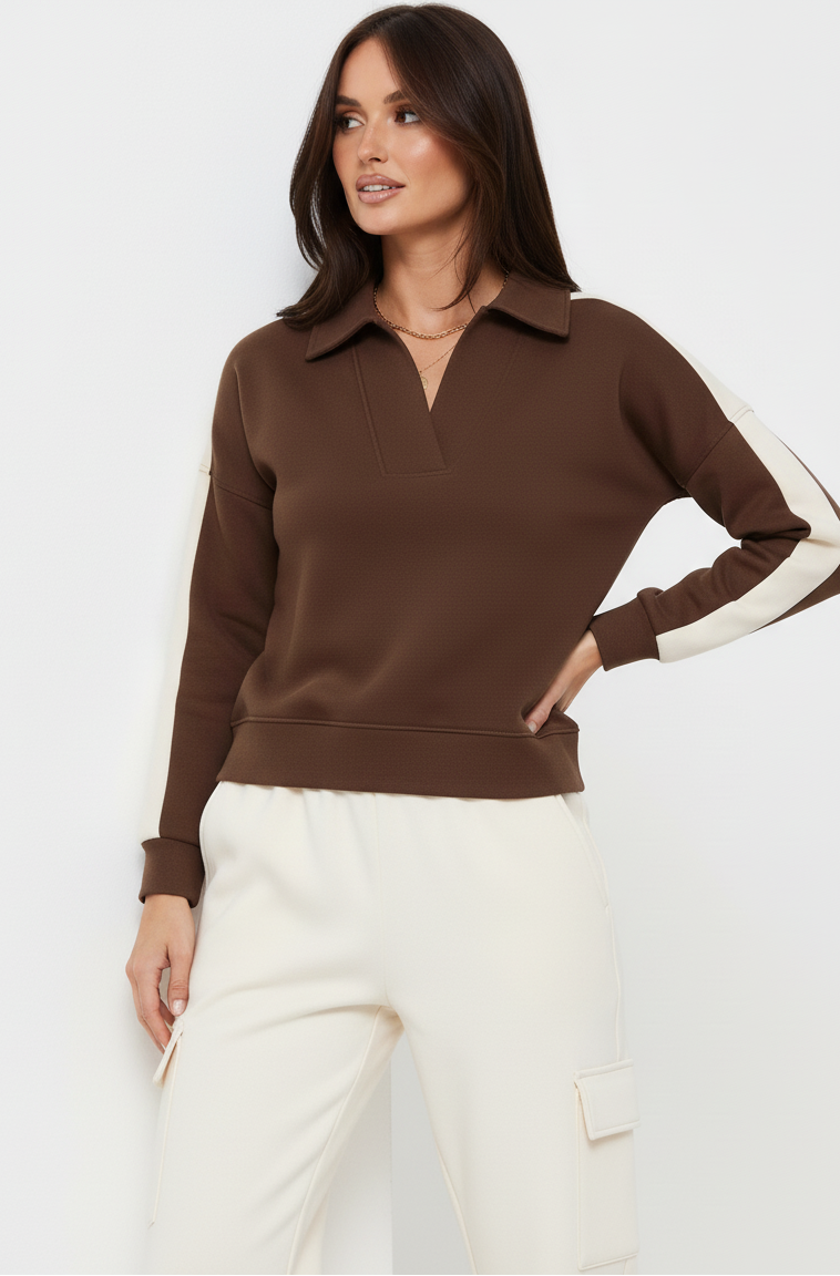 Color Block Polo Sweatshirt