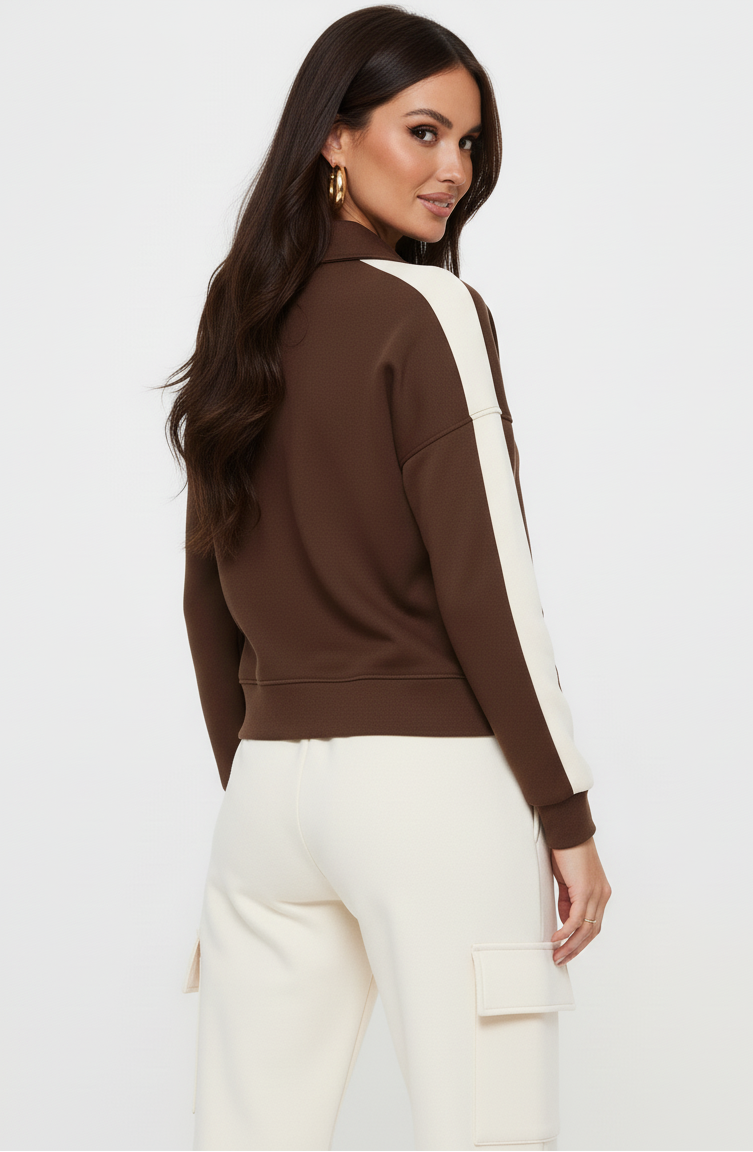 Color Block Polo Sweatshirt