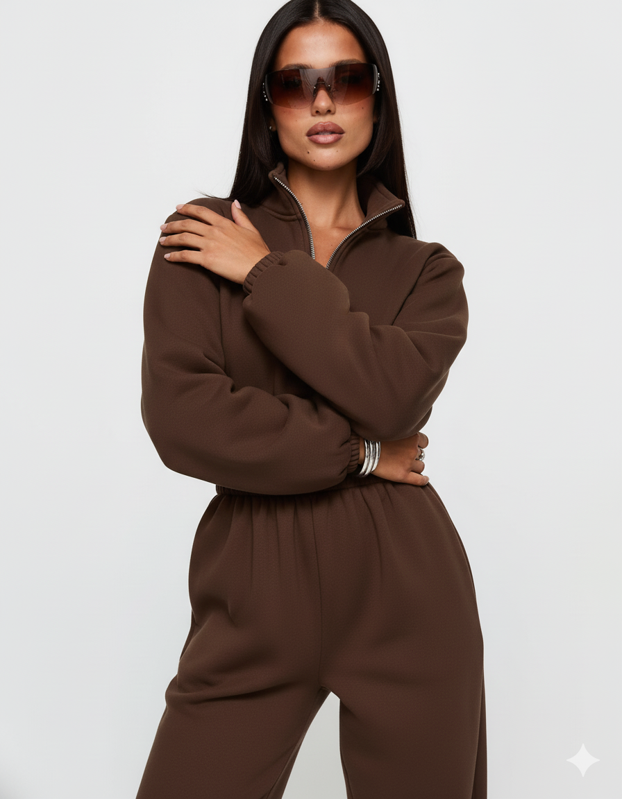 Zip Front Long Sleeve Jumpsuit