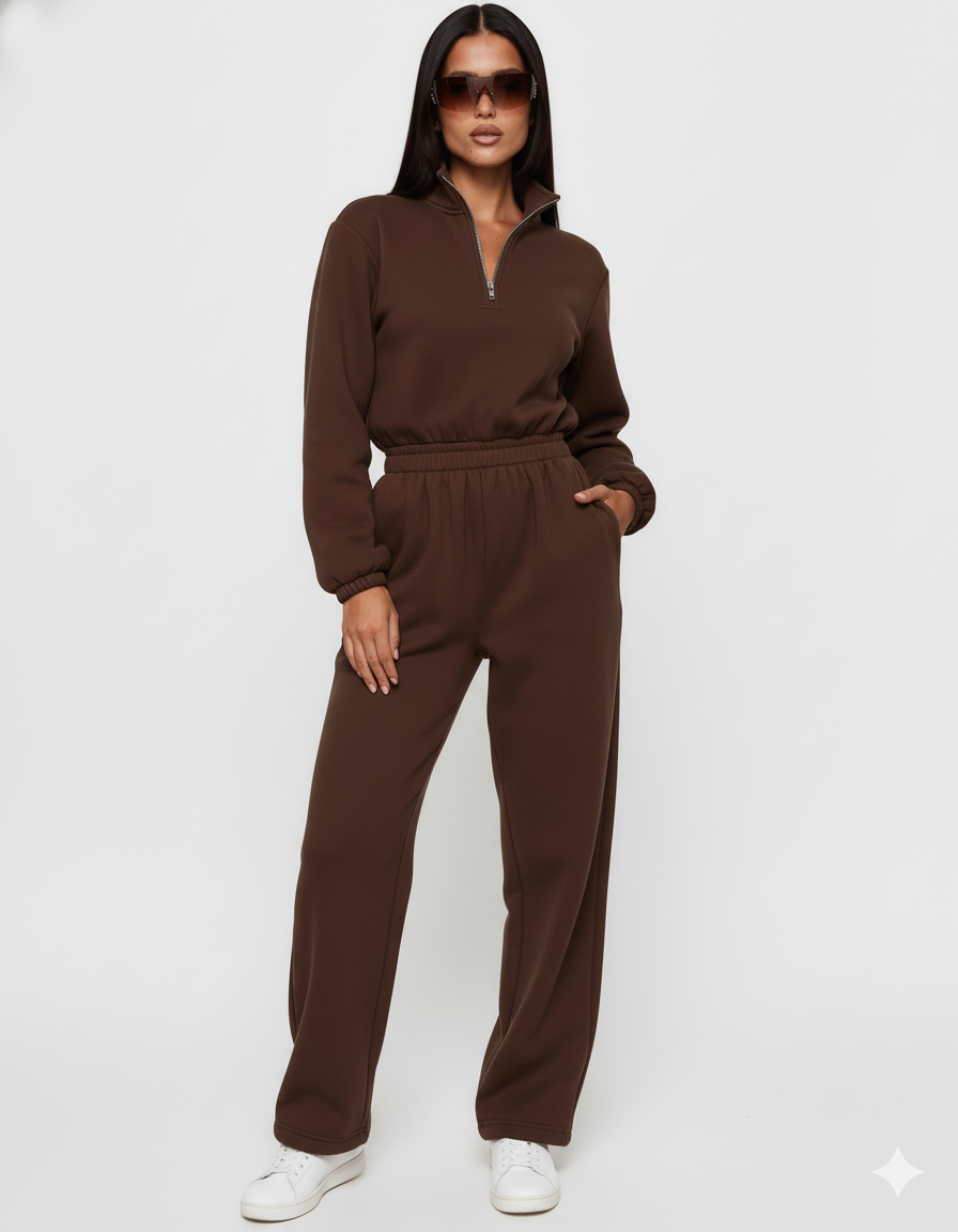 Zip Front Long Sleeve Jumpsuit