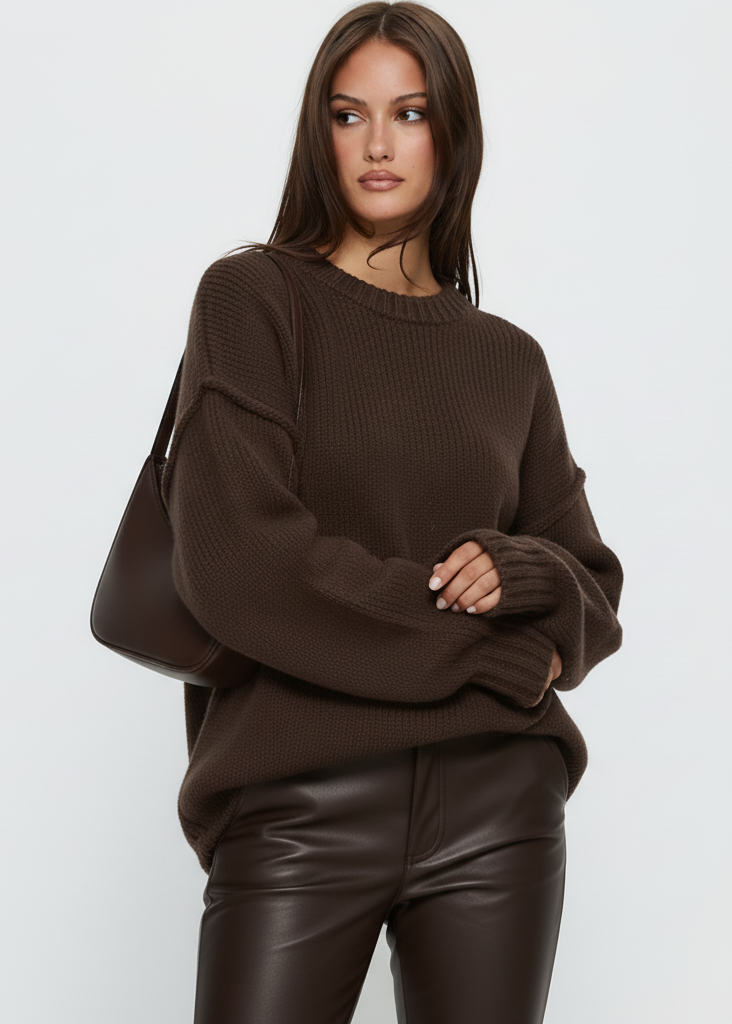 Round Neck Dropped Shoulder Sweater
