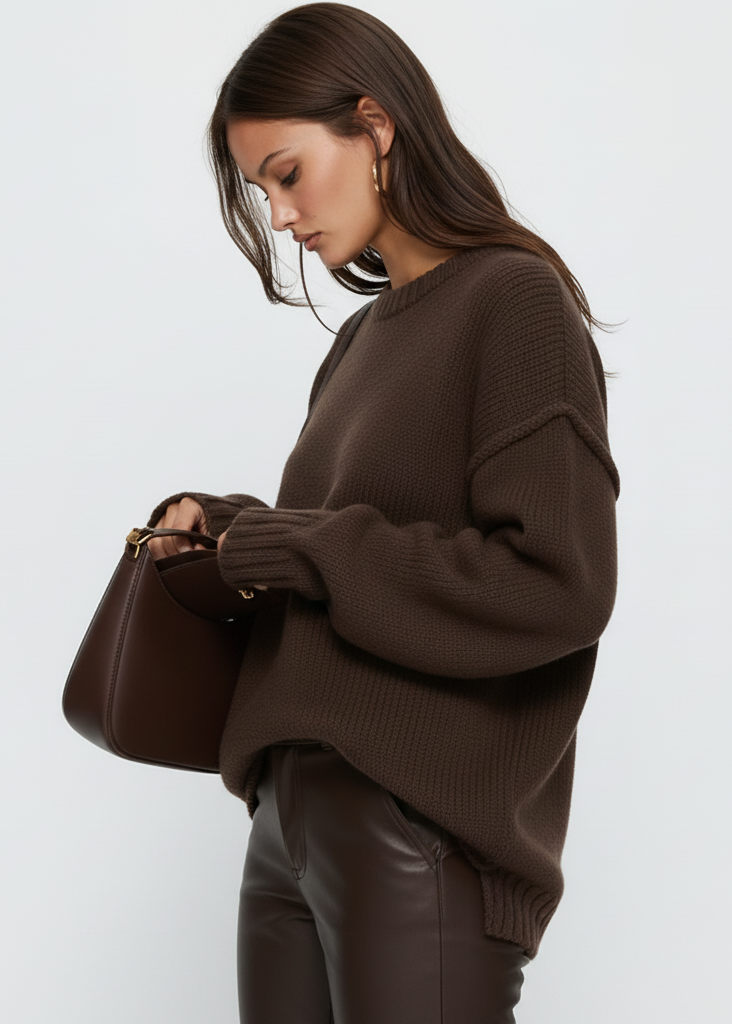 Round Neck Dropped Shoulder Sweater