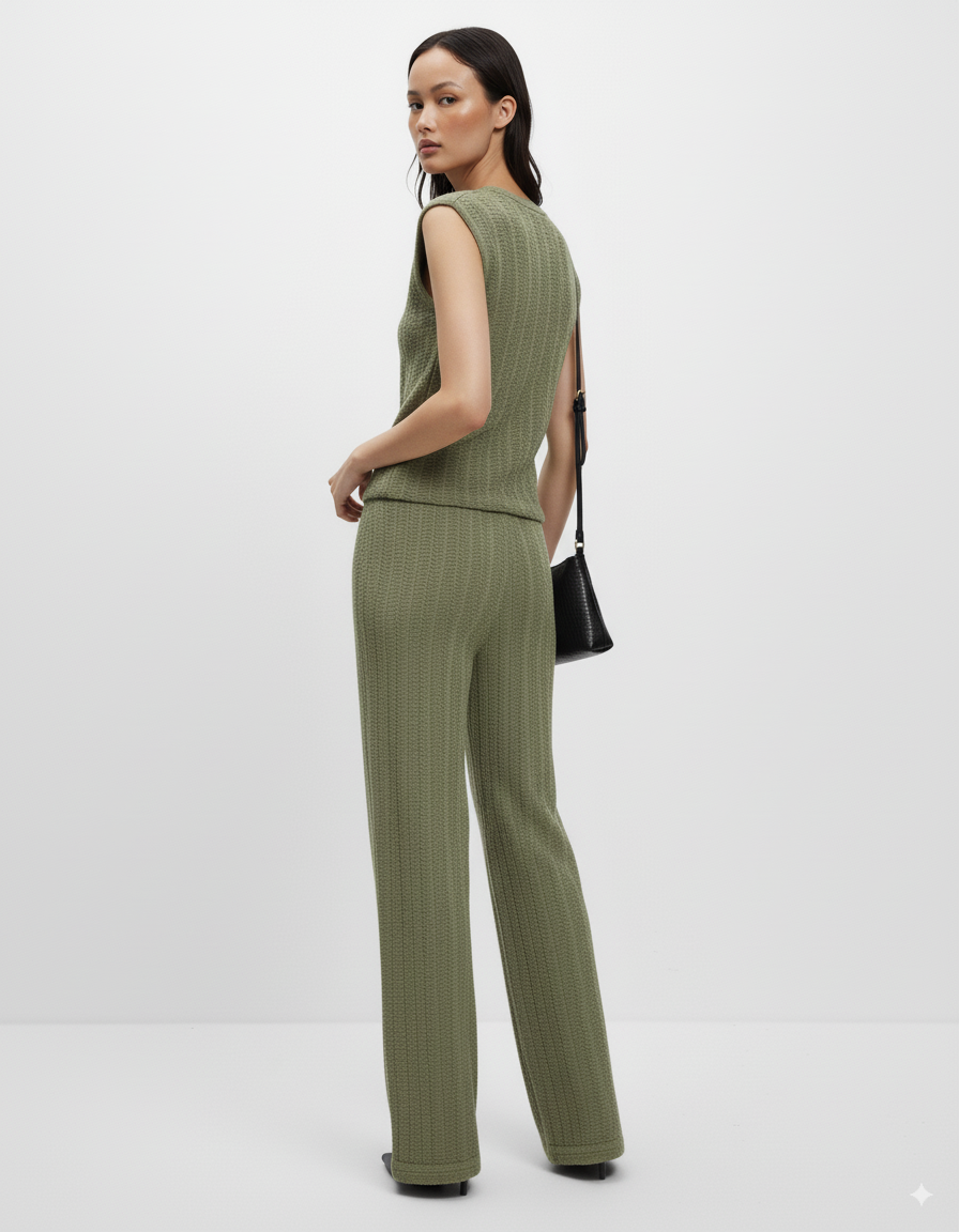 Round Neck Cap Sleeve Top and Pants Set