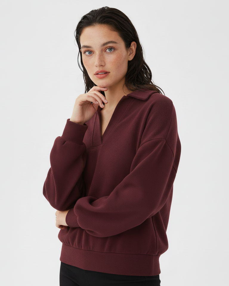 Umgee Linen Long Sleeves Elastic Hem Blouse