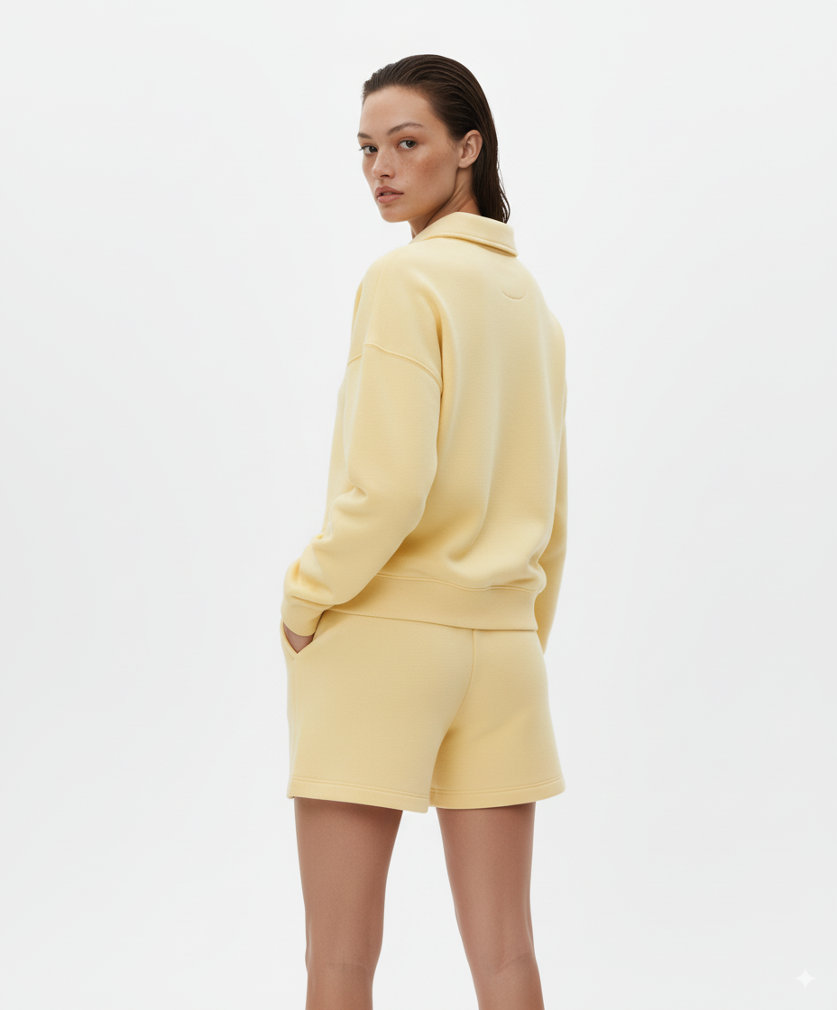 Button Collar Drop Shoulder Top and Shorts 2pcs Set