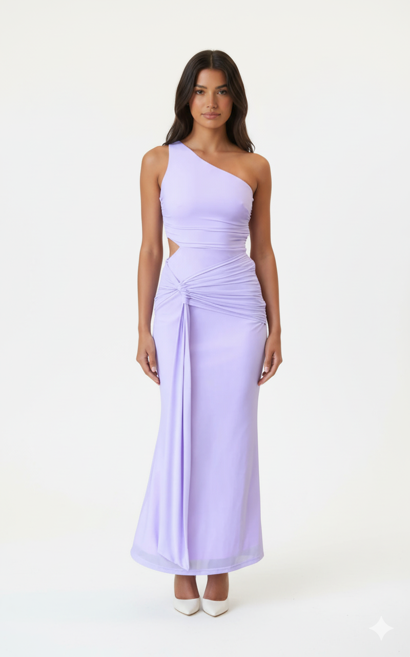 One-Shoulder Cutout Bodycon Maxi Dress