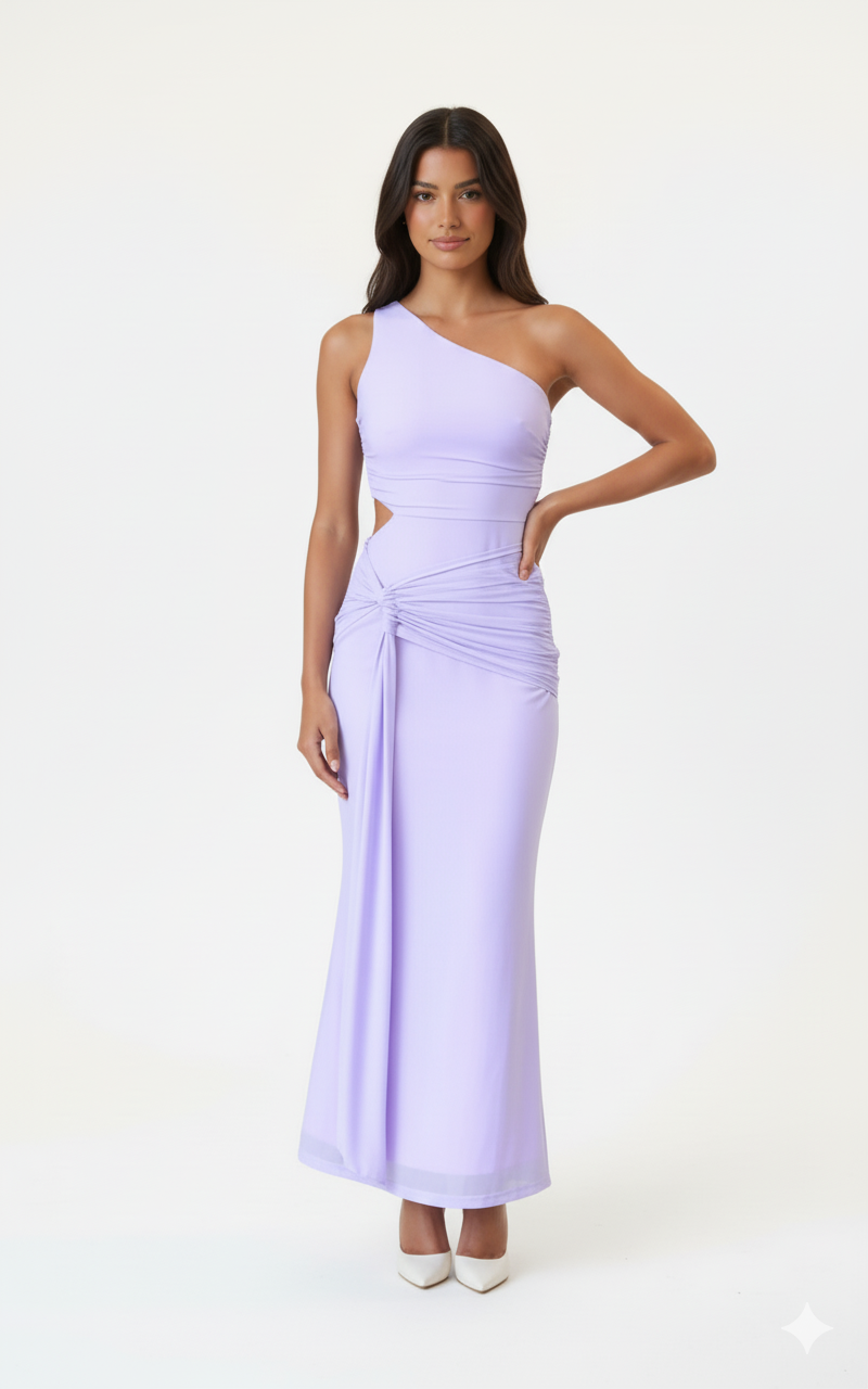 One-Shoulder Cutout Bodycon Maxi Dress