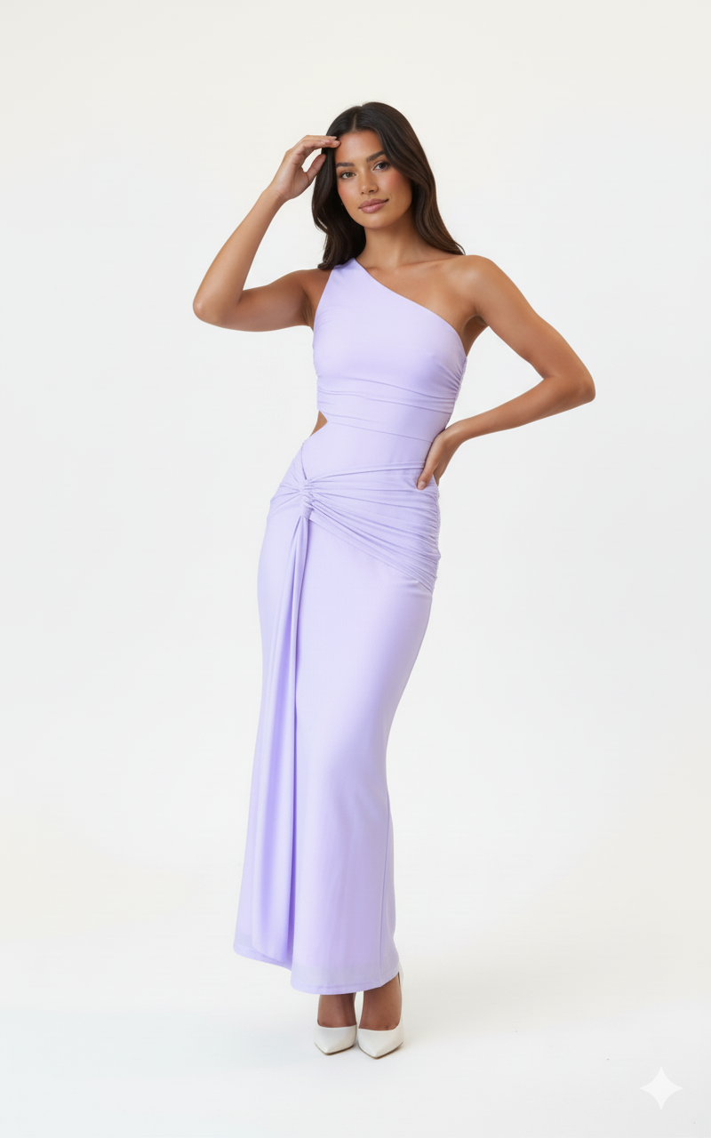 One-Shoulder Cutout Bodycon Maxi Dress