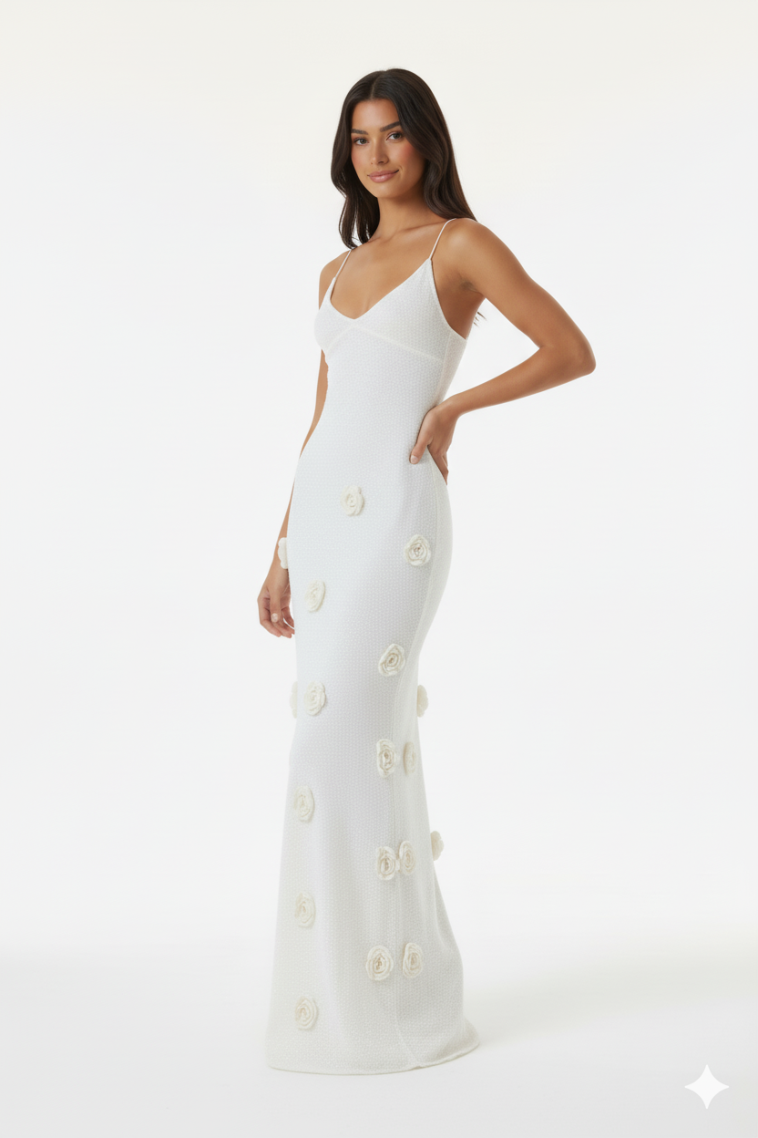 Flower Maxi Sweater Cami Dress