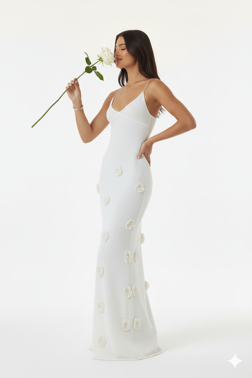 Flower Maxi Sweater Cami Dress