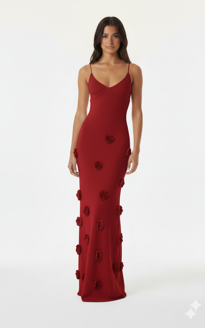 Flower Maxi Sweater Cami Dress