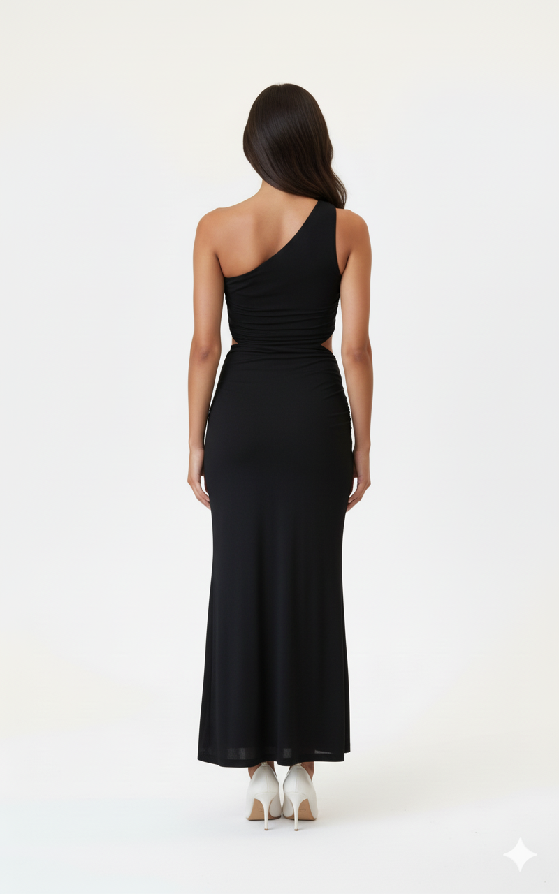 One-Shoulder Cutout Bodycon Maxi Dress