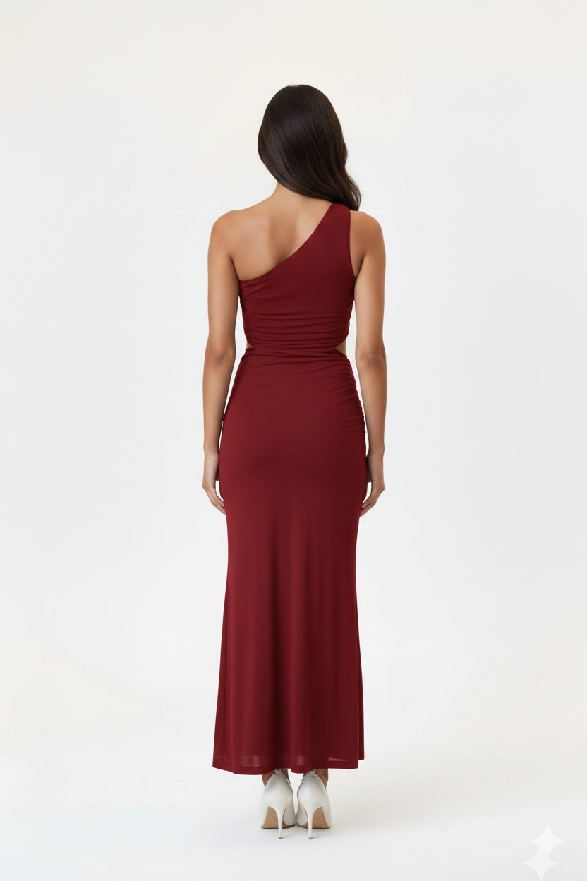 One-Shoulder Cutout Bodycon Maxi Dress