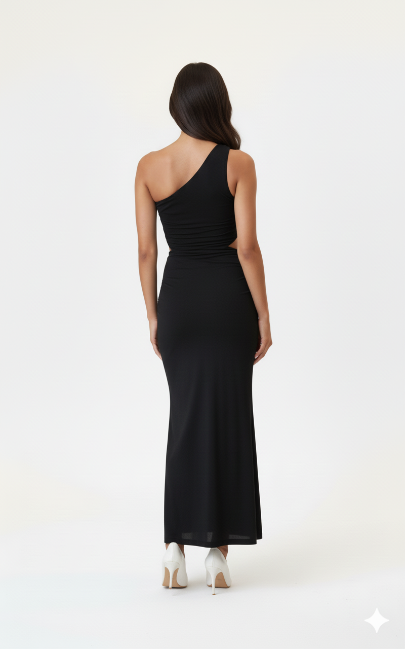 One-Shoulder Cutout Bodycon Maxi Dress