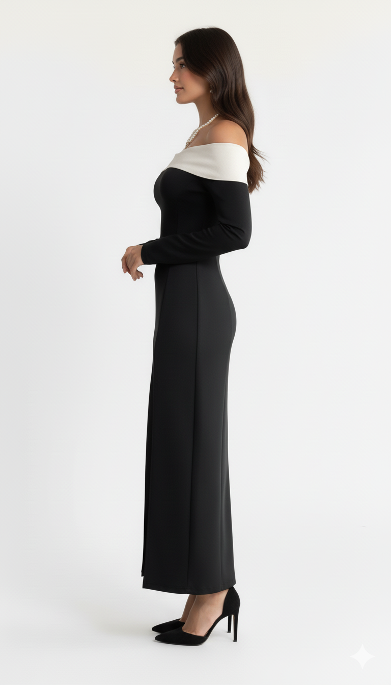 Side Slit Off-Shoulder Maxi Dress