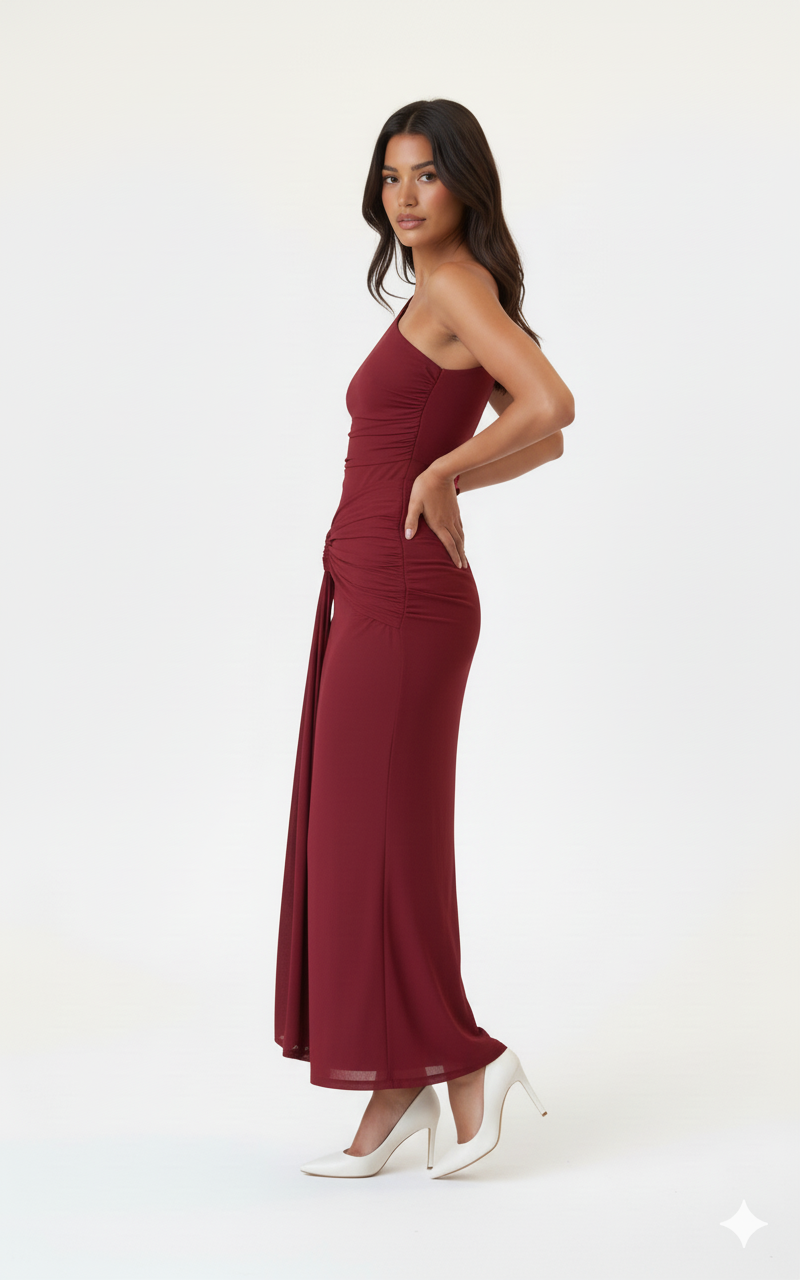 One-Shoulder Cutout Bodycon Maxi Dress