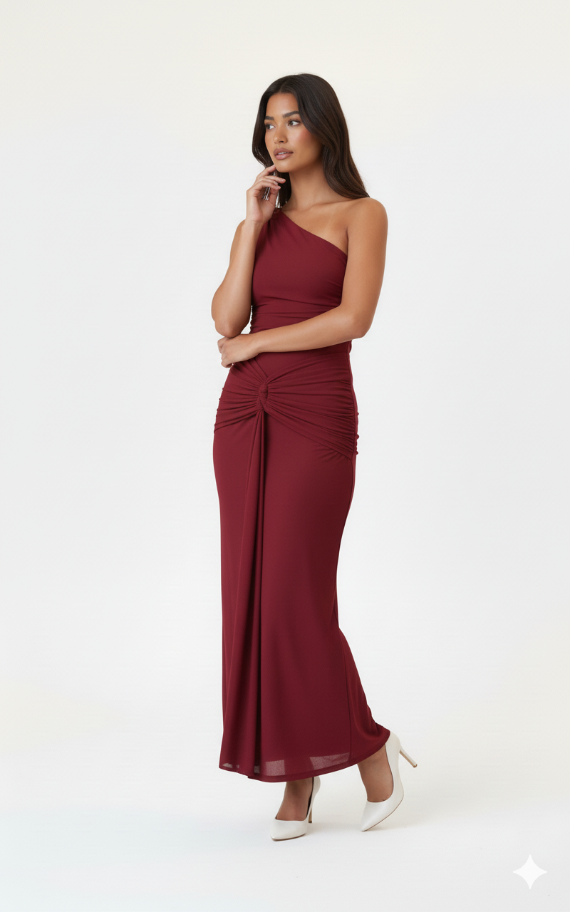 One-Shoulder Cutout Bodycon Maxi Dress