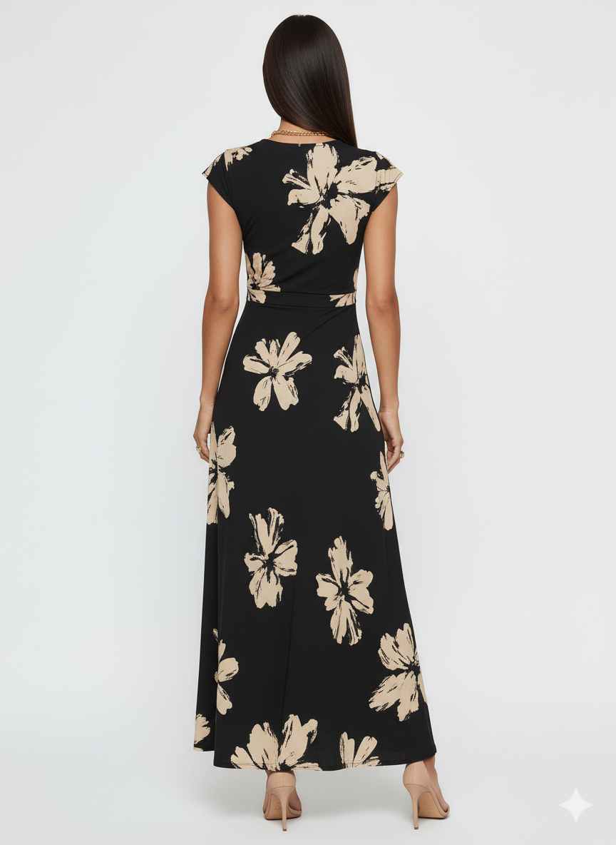 Printed Surplice Wrap Midi Dress (Copy)