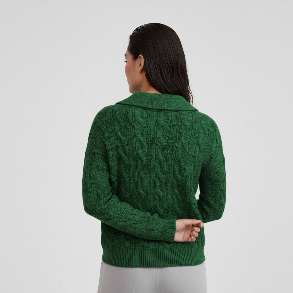 Cable Knit Johnny Collar Sweater