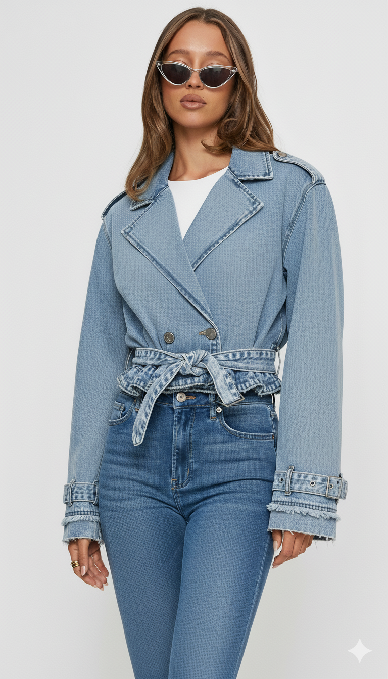 Long Sleeve Crop Denim Jacket