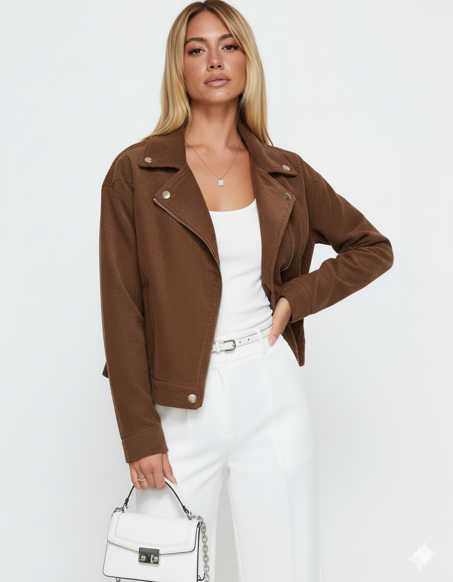Corduroy Cropped Bomber Jacket